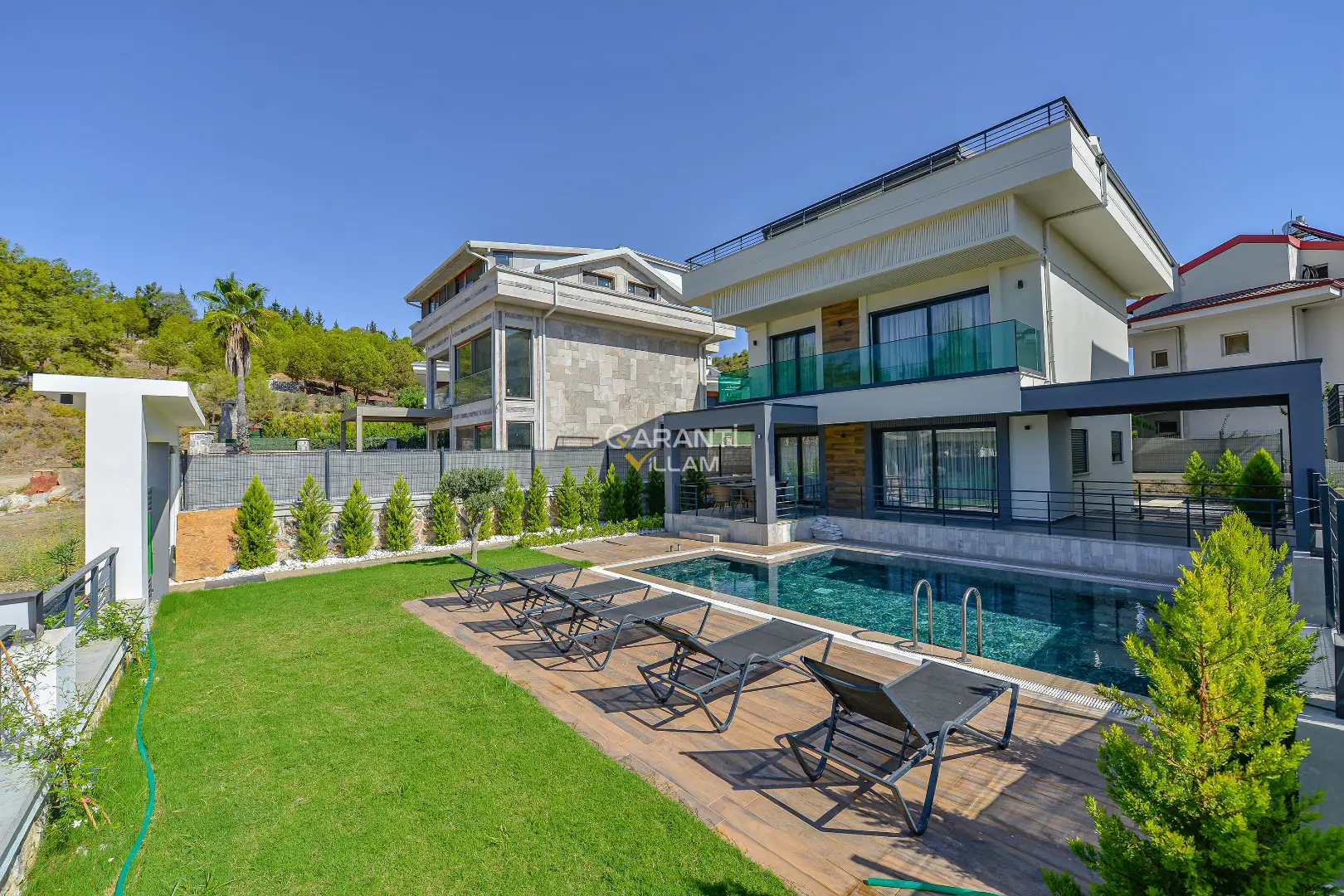 VILLA-13076, Fethiye Çalış 8 Kişilik Saunalı 4 Odalı Lüks Kiralık Villa | Garanti Villam